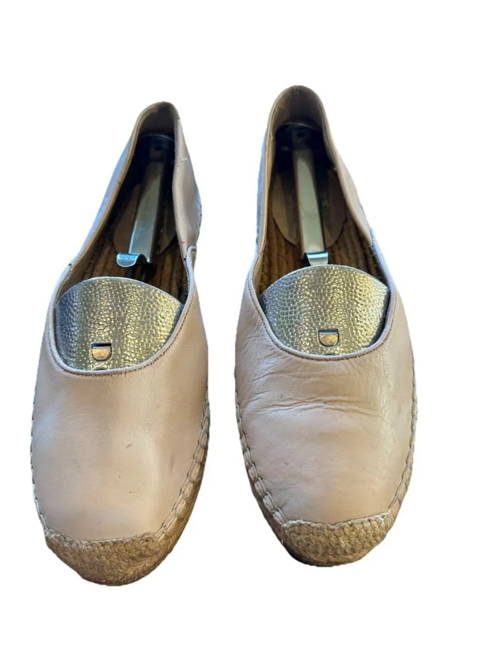 Eileen Fisher Espadrille Sandal Beige Leather Womens 7.5